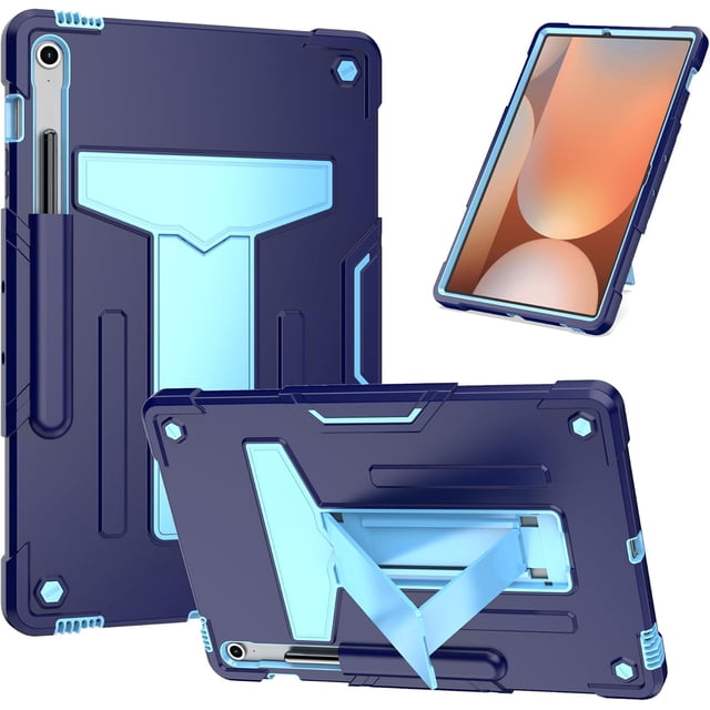 elitegadget Case for Samsung Galaxy Tab S10 FE+/S10 FE Plus 13.1 Inch 2025 Released - Dual Layer Protective Hybrid Cover Case with Kickstand (Navy Blue/Blue)