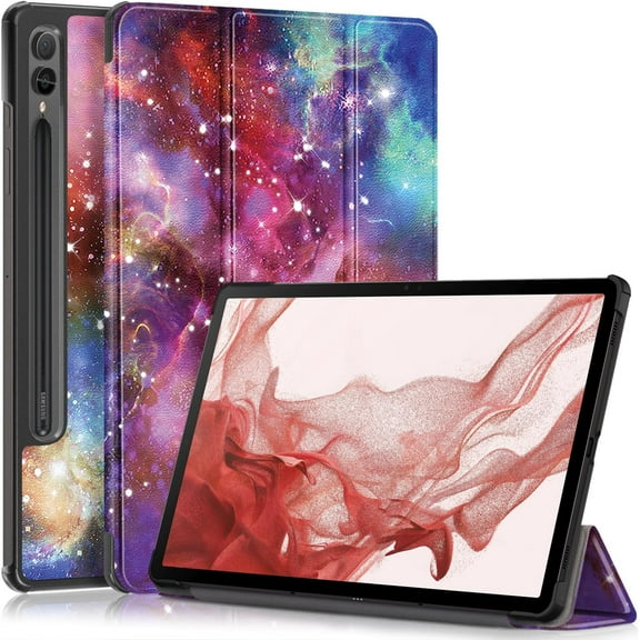 elitegadget Case for Samsung Galaxy Tab S9 Plus 12.4 Inch SM-X810/X816/X818 Released in 2023 - Lightweight Slim Shell Tri-fold Stand Auto Wake/Sleep Folio Cover Case (Galaxy)