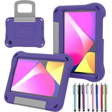 elitegadget Case for TCL Tab 8V/Tab 8 LE/Tab 8 Plus/Tab 8 WiFi/Tab 8 SE (9137W, 9132X, 9138S, 6048E, 91232X1) - Shockproof Lightweight Protective EVA Kids Kickstand Cover Case + 1 Stylus (Purple)