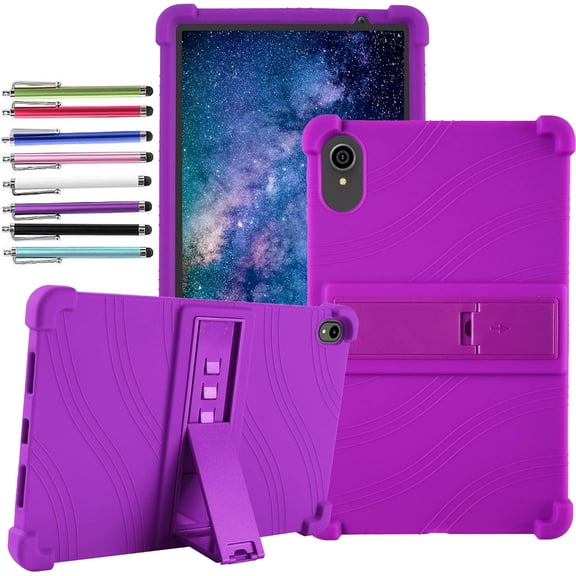 elitegadget Case for FITIFUN Tablets 10.1 inch Android 12 Tablet - Lightweight Protective Silicone Stand Cover + 1 Random Color Stylus (Purple)