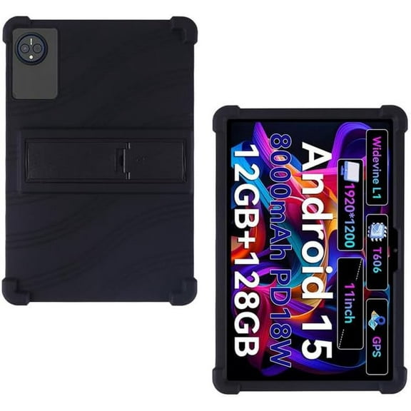 elitegadget Case for Headwolf WPad7 Android 15 Tablet 11 Inch - Lightweight Protective Silicone Stand Cover + 1 Random Color Stylus (Black)