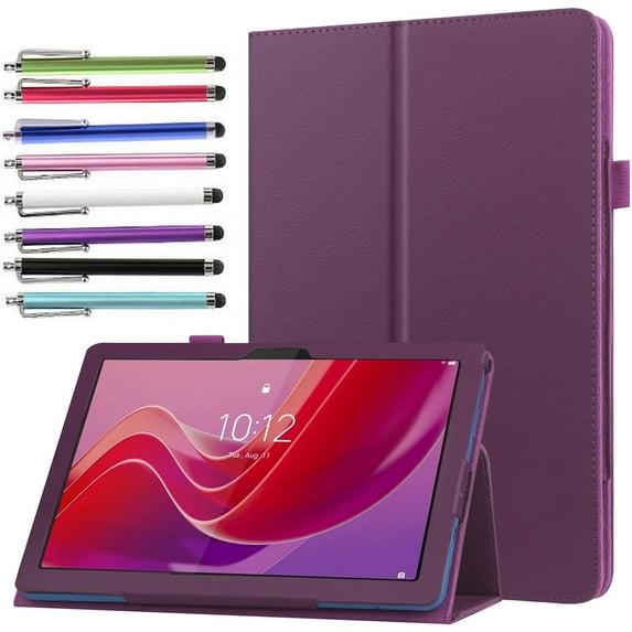 elitegadget Case for Lenovo Tab M11 (2023) TB-330FU/TB-331FC - Slim Lightweight Folio Stand Cover PU Leather Case + 1 Random Color Stylus (Purple)