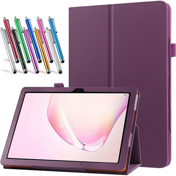 elitegadget Case for Onn 10.1 Inch Tablet (2024 Model) Gen 4 - Slim Lightweight Folio PU Leather Folding Stand Cover Case + 1 Random Stylus (Purple)