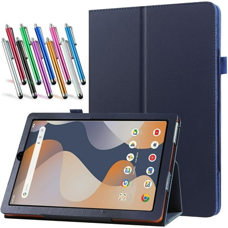 elitegadget Case for Onn 8 Inch Tablet (2024 Model) Gen 4 - Slim Lightweight Folio PU Leather Folding Stand Cover Case + 1 Random Stylus (Navy Blue)
