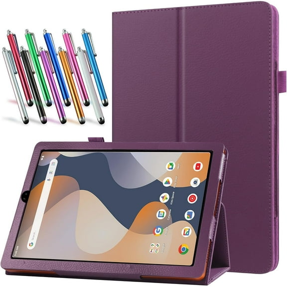 elitegadget Case for Onn 8 Inch Tablet (2024 Model) Gen 4 - Slim Lightweight Folio PU Leather Folding Stand Cover Case + 1 Random Stylus (Purple)