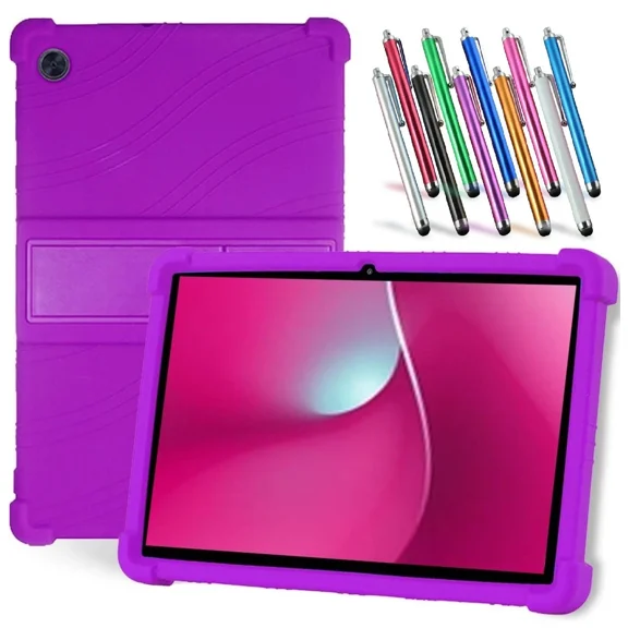 elitegadget Case for Samsung Galaxy Tab A9+ / A9 Plus 11 inch 2023 - Lightweight Protective Silicone Stand Cover + 1 Random Color Stylus (Purple)