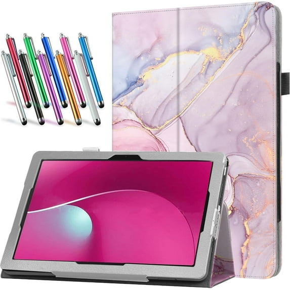 elitegadget Case for T-Mobile REVVL Tab 2 5G 10.1 Inch Tablet 2025 Released - Lightweight Folio PU Leather Cover with 1 Random Stylus (Pink Marble)