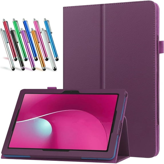 elitegadget Case for T-Mobile REVVL Tab 2 5G 10.1 Inch Tablet 2025 Released - Lightweight Folio PU Leather Cover with 1 Random Stylus (Purple)