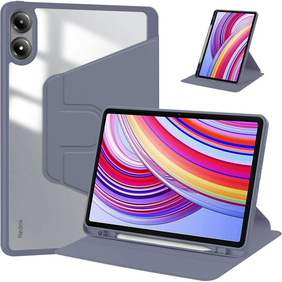 elitegadget Case for Xiaomi Redmi Pad Pro 2024 12.1" Tablet - 360 Degree Rotation Protective Stand Clear Back Cover Case (Gray)