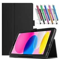elitegadget Case for iPad 10th Generation 10.9 Inch 2022 - Slim Lightweight Folio PU Leather Folding Stand Cover Case   1 Random Color Stylus (Black)