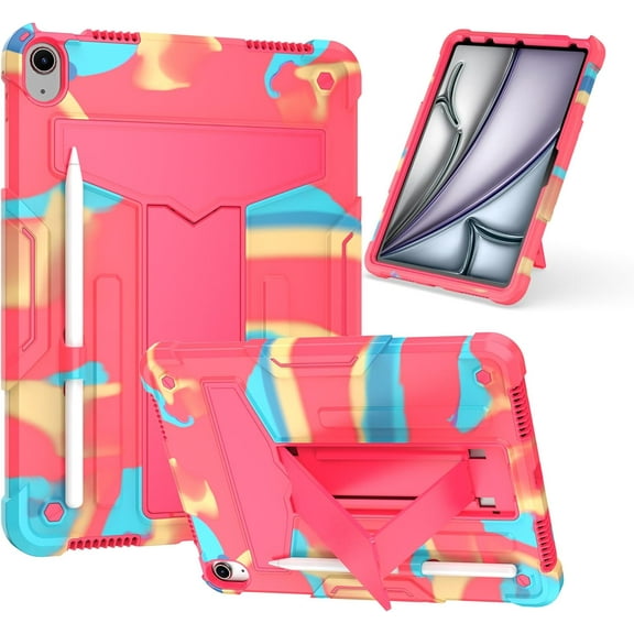 elitegadget Case for iPad Air 11 Inch (M2, 6th Generation 2024) - Dual Layer Protective Hybrid Cover Case with Kickstand (Candy/Pink)