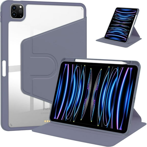 elitegadget Case for iPad Air 13-inch (M3) 2025, (M2) 2024 - 360 Degree Rotation Protective Stand Clear Back Cover Case (Gray)