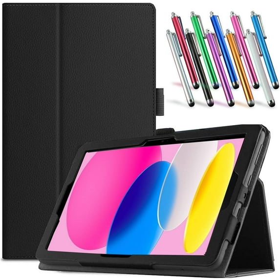 elitegadget Case for iPad 11th Generation 11 Inch 2025 / iPad 10th Gen 10.9 Inch 2022 - Slim Lightweight Folio PU Leather Folding Stand Cover Case + 1 Random Color Stylus (Black)