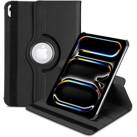 elitegadget Case for iPad Air 13-inch (M3/M2) 2025/2024 - Protective PU Leather Multi-Angle Viewing Rotating Stand Auto Sleep/Wake Folio Cover Case (Black)