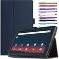 thumbnail image 1 of elitegadget Case for onn. 10.1 Inch Tablet (2022) (Model 100071485) - Slim Lightweight Folio PU Leather Folding Stand Cover Case + 1 (PET) Screen Protector and 1 Stylus (Navy Blue), 1 of 5