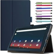 elitegadget Case for onn. 10.1 Inch Tablet (2022) (Model 100071485) - Slim Lightweight Folio PU Leather Folding Stand Cover Case + 1 (PET) Screen Protector and 1 Stylus (Navy Blue)