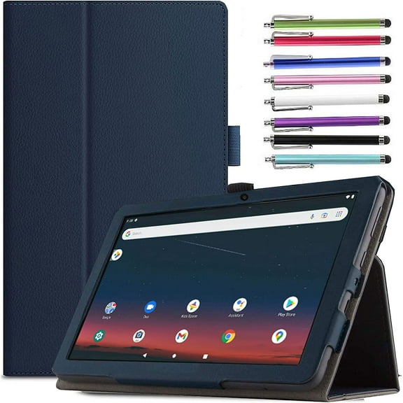 elitegadget Case for onn. 10.1 Inch Tablet (2022) (Model 100071485) - Slim Lightweight Folio PU Leather Folding Stand Cover Case + 1 (PET) Screen Protector and 1 Stylus (Navy Blue)