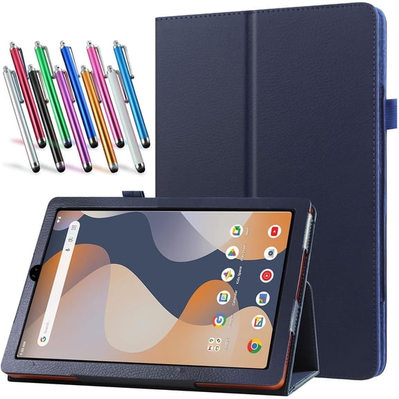 elitegadget Case for onn 7" Core Tablet (2026 Model) - Slim Lightweight Folio PU Leather Folding Stand Cover Case and 1 Random Color Stylus (Navy Blue)