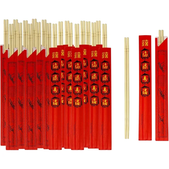 elitegadget Disposable Bamboo Chopsticks 9'' Individually Fully Wrapped Chinese Chopsticks (10 Pairs)