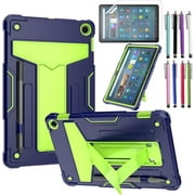 elitegadget Hybrid Case for Amazon Fire Max 11 (13th Generation, 2023 Released) - Heavy Duty Protective Cover Case with Kickstand + 1 Screen Protector and 1 Random Stylus (Navy Blue/Green)