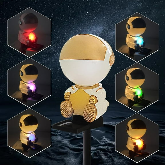 elitegadget Solar Astronaut Stake Light - Outdoor Color-Changing Illuminating Decorative Solar Ground Stake Light for Patio, Walkway, Pathway, Backyard, and Landscape Decoration (Gold)