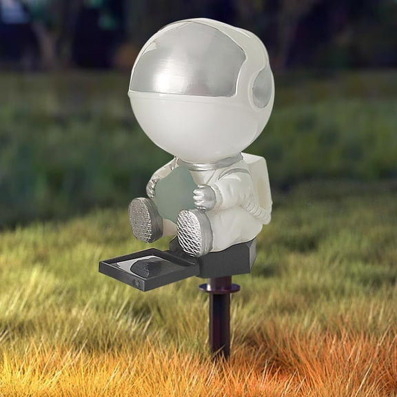elitegadget Solar Astronaut Stake Light - Outdoor Color-Changing Illuminating Decorative Solar Ground Stake Light for Patio, Walkway, Pathway, Backyard, and Landscape Decoration (Silver)
