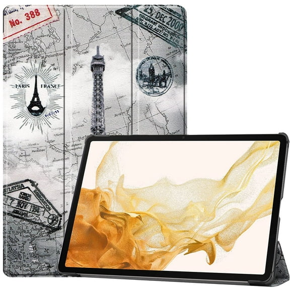 elitegadget Tri Fold Case for Samsung Galaxy Tab S10 Ultra (SM-X920) / S9 Ultra 14.6 Inch (SM-X910/X916/X918) - Lightweight Tri-Fold Auto Wake/Sleep Cover (Eiffel Tower)
