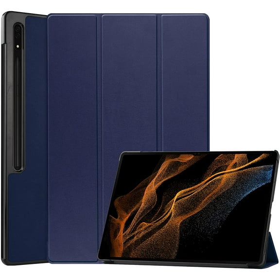 elitegadget Tri Fold Case for Samsung Galaxy Tab S10 Ultra (SM-X920) / S9 Ultra 14.6 Inch (SM-X910/X916/X918) (Navy Blue)