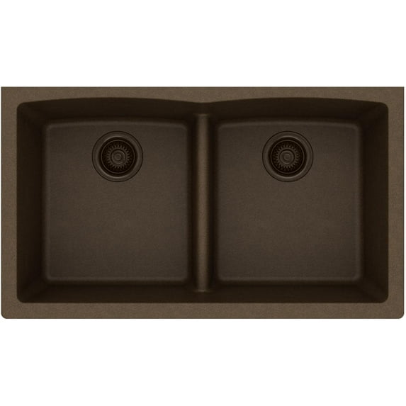 elkay elgdulb3322 gourmet 33" double basin granite composite kitchen sink for undermount installations with 50/50 split and aqua divide