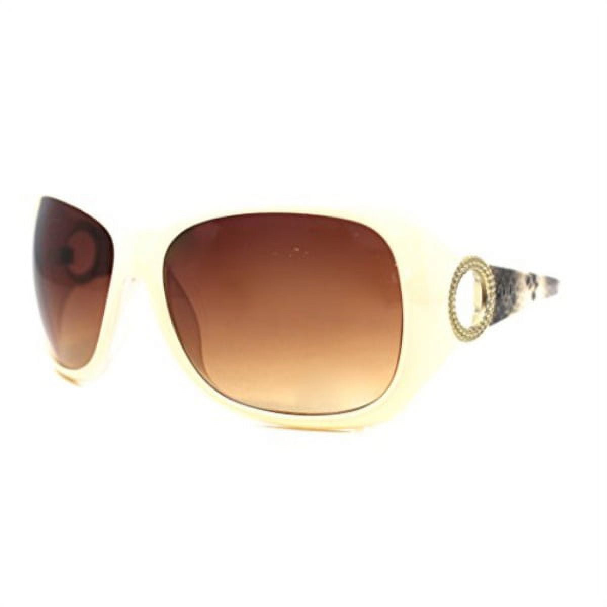 Ellen Tracy Womens Cream Plastic Rectangle Sunglass, Brown  display picture 1