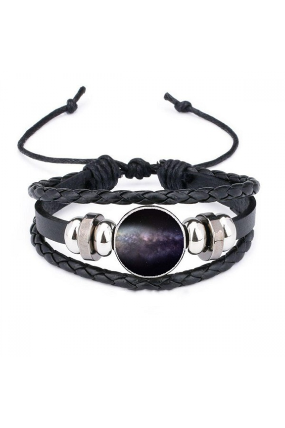 elliptical cosc nebula universe pattern bracelet braided leather woven wristband