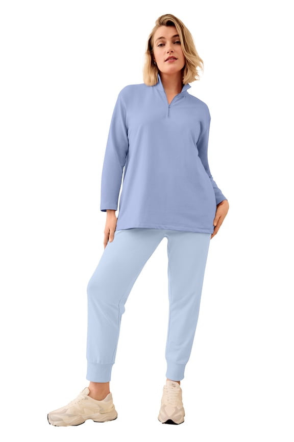 Plus Size 1/4 Zip Collar French Terry Sweatshirt