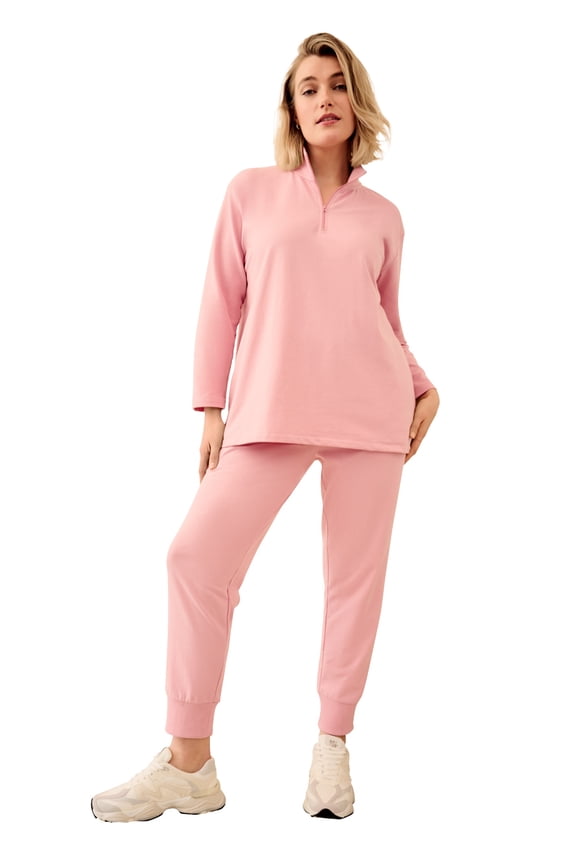 Plus Size 1/4 Zip Collar French Terry Sweatshirt