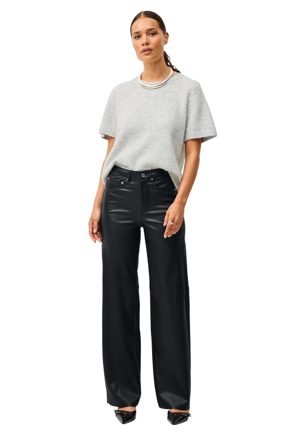 Plus Size 5 Pocket Faux Leather Wide Leg Pants