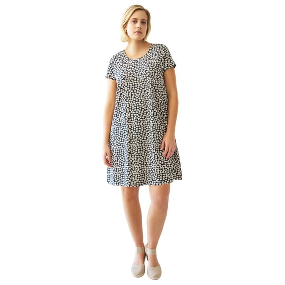 ellos Plus Size Cotton Spandex Scoop Neck Short Sleeve A Line Tee Dress