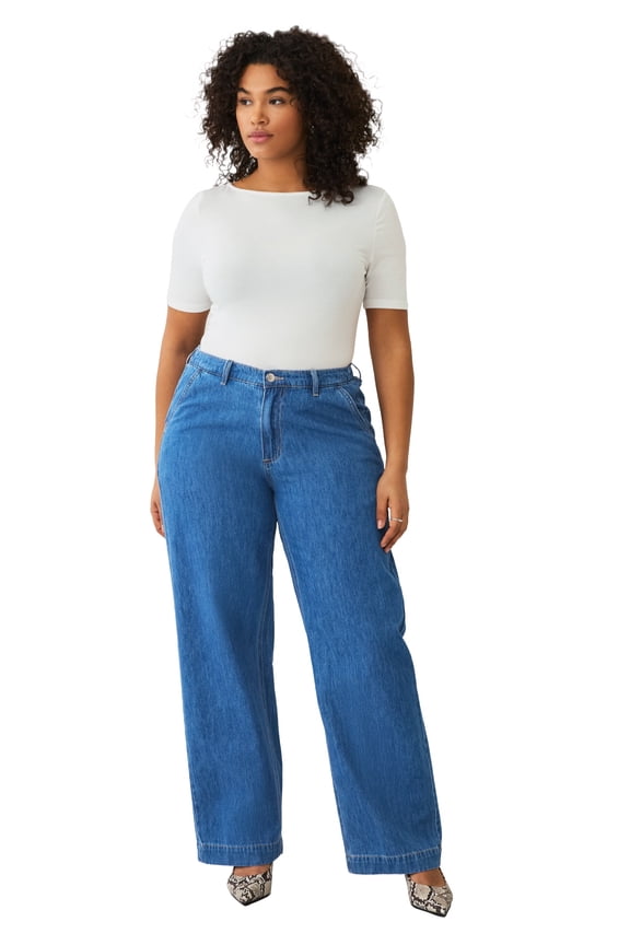 Plus Size Back Elastic Trouser Jean