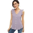 thumbnail image 1 of ellos Plus Size Button-Front Ruffle Sleeve Tank, 1 of 2