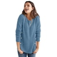 thumbnail image 1 of Ellos Plus Size Stretch Scoop Neck Curved Hem With Buttons Pullover Sweater, 1 of 4