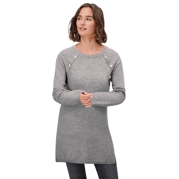 ellos Plus Size Button-Trim Sweater Tunic