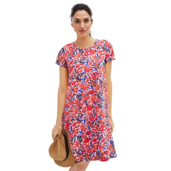 Ellos Plus Size Cotton Spandex A-Line Scoop Neck Short Sleeve Tee Dress