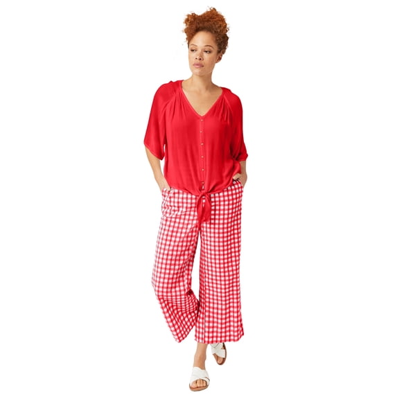 ellos Plus Size Crinkle Tie-Front Blouse