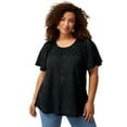 thumbnail image 1 of Ellos Plus Size Flutter Sleeve Knit Eyelet Tunic, 1 of 3