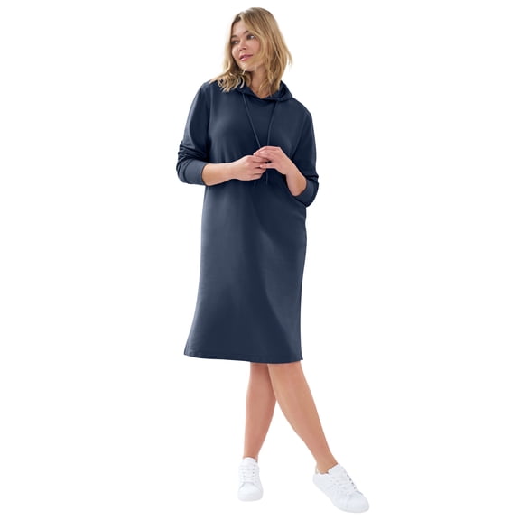 Ellos Plus Size French Terry Hooded Sweatshirt Dress