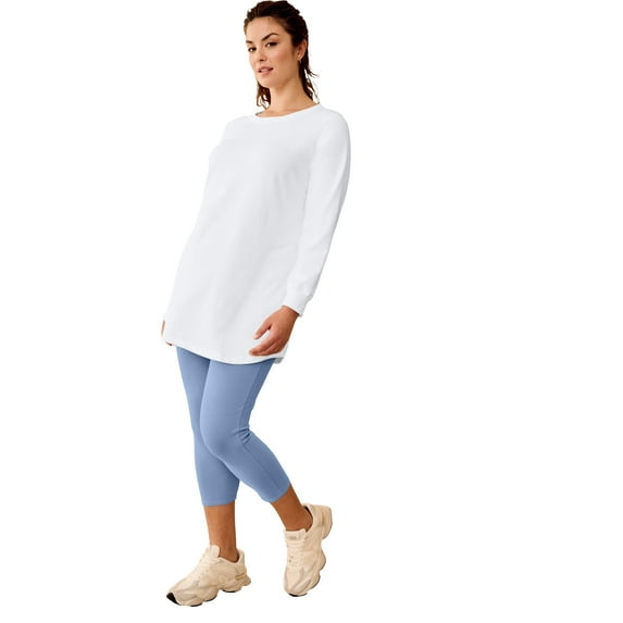 Ellos Plus Size French Terry Sweatshirt Tunic With Shirttail Hem