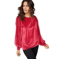 thumbnail image 1 of ellos Plus Size Full Sleeve Velour Top, 1 of 2