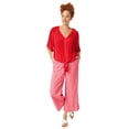 thumbnail image 1 of Ellos Plus Size 100% Cotton Wide Leg Gingham Seersucker Back Elastic Waist Crop Pants, 1 of 3