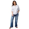 thumbnail image 1 of Ellos Plus Size Keyhole Neck Blouse With Crochet Trim, 1 of 3