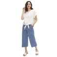 thumbnail image 1 of Ellos Plus Size Linen-Blend Drawstring Elastic Waist Relaxed Fit Capris, 1 of 5