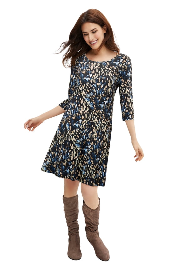 Plus Size Madison Knit Three-Quarter Sleeve Dress