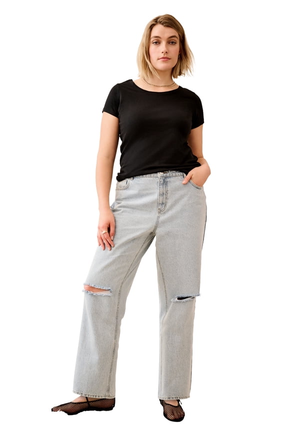 Plus Size Mid-Rise Relaxed Straight Leg Jean